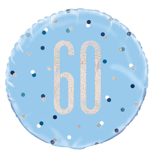 Blue 60th Birthday Foil Prismatic Balloon 45cm (18") - NextParty