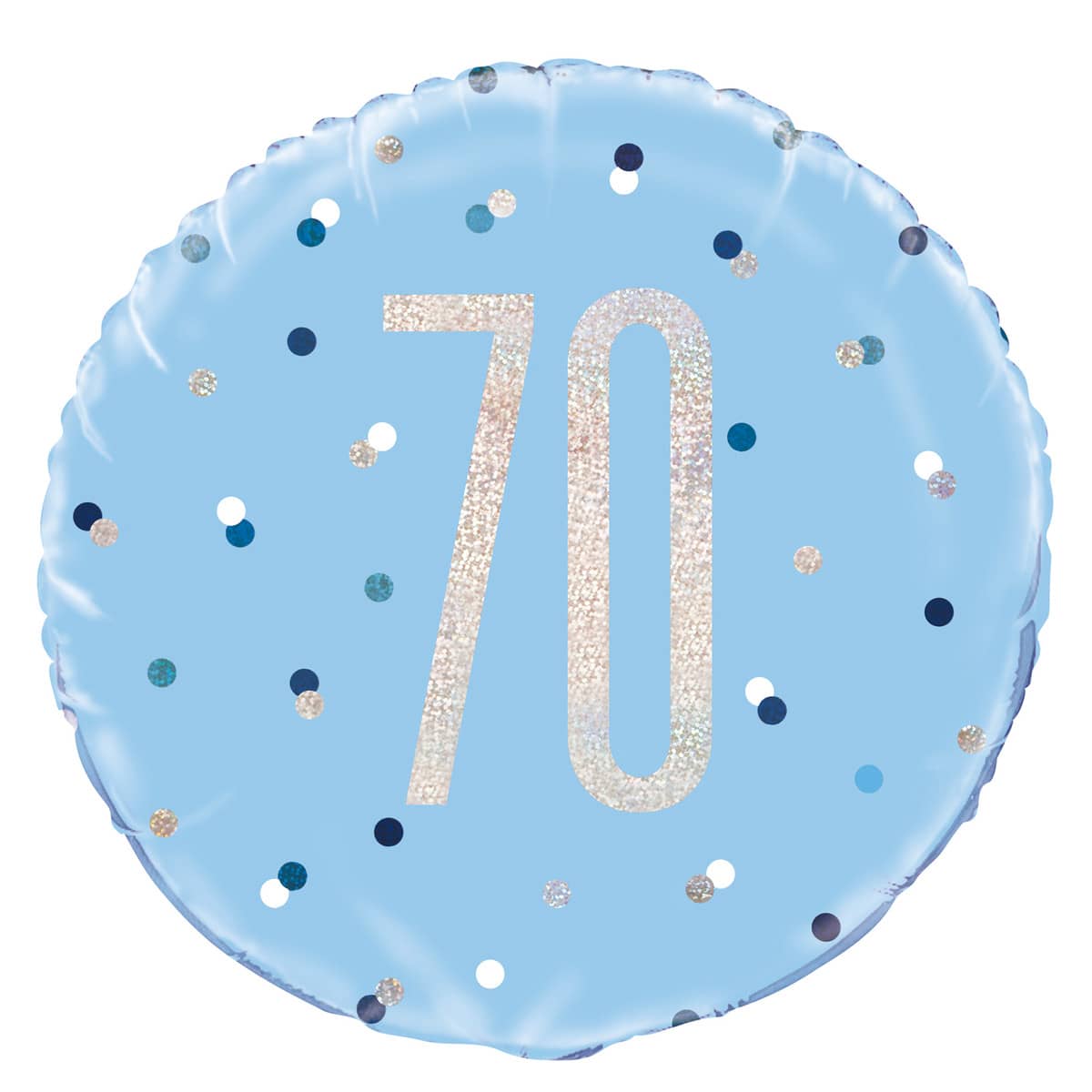 Blue 70th Birthday Foil Prismatic Balloon 45cm (18") - NextParty