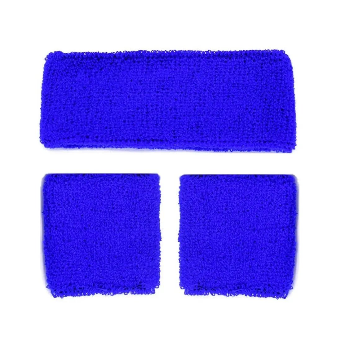 Blue 80'S Cotton Wristbands Headband Sweatbands Set - NextParty