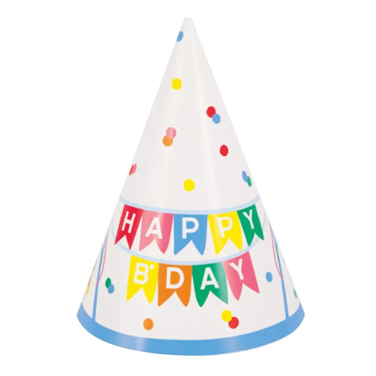 Bold Rainbow Birthday Party Hats 8pk - NextParty