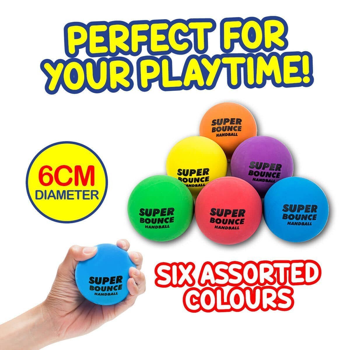 Bounce Hand Balls 6cm 6pk Party Favours - NextParty