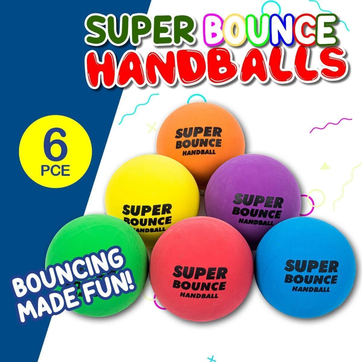 Bounce Hand Balls 6cm 6pk Party Favours - NextParty