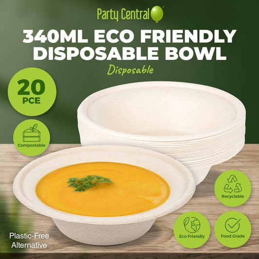 Brown Wheat Straw Medium Snack Bowls 340ml 15cm 20pk - NextParty