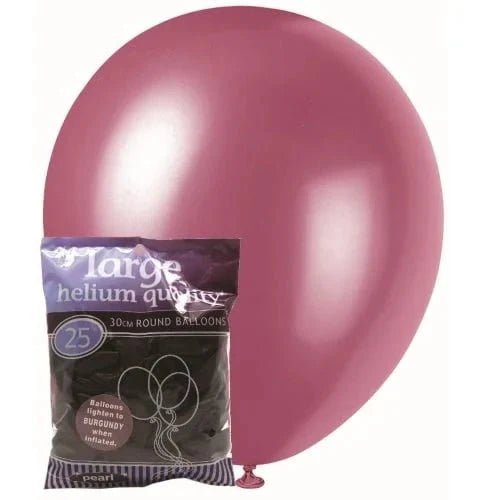 Burgundy Solid Colour Latex Balloons 30cm (12") 25pk - NextParty