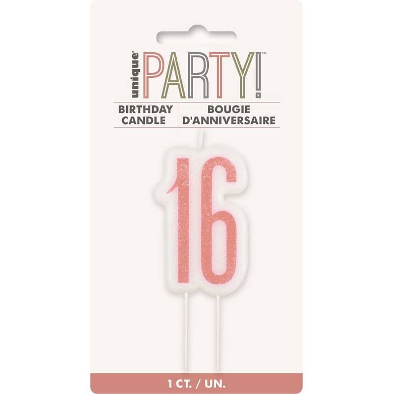 Candle "16" Rose Gold 16th Birthday Numeral Candle 84981 - NextParty