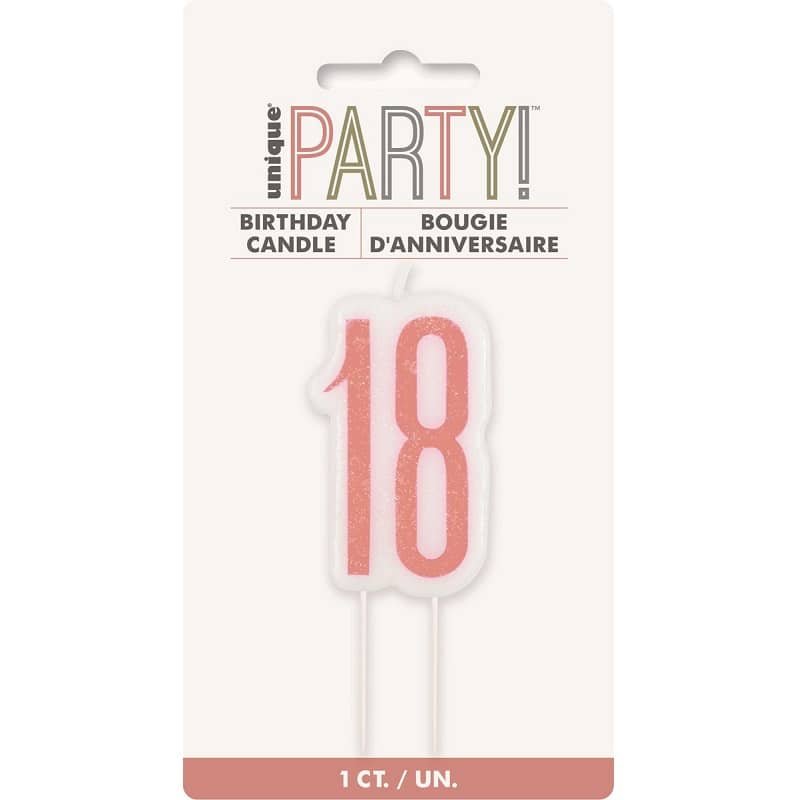 Candle "18" Rose Gold 18th Birthday Numeral Candle - NextParty