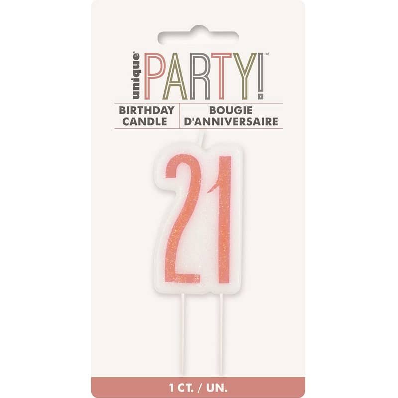 Candle "21" Rose Gold 21st Birthday Numeral Candle 84983 - NextParty