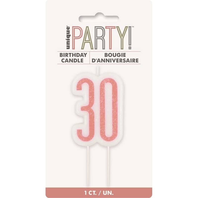 Candle "30" Rose Gold 30th Birthday Numeral Candle 84984 - NextParty