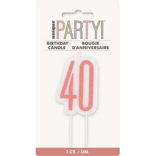 Candle "40" Rose Gold 40th Birthday Numeral Candle 84985 - NextParty