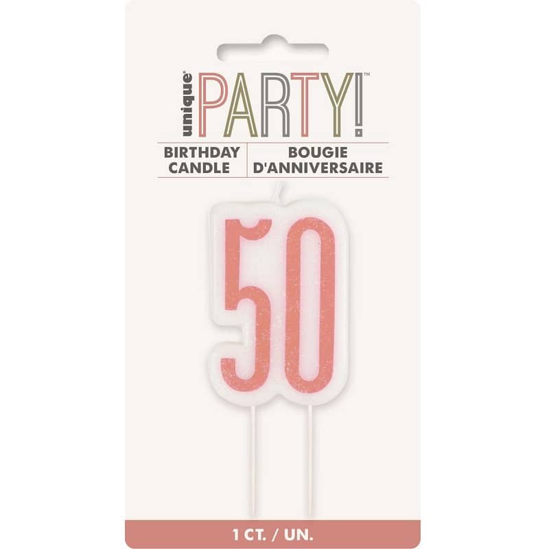 Candle "50" Rose Gold 50th Birthday Numeral Candle 84986 - NextParty