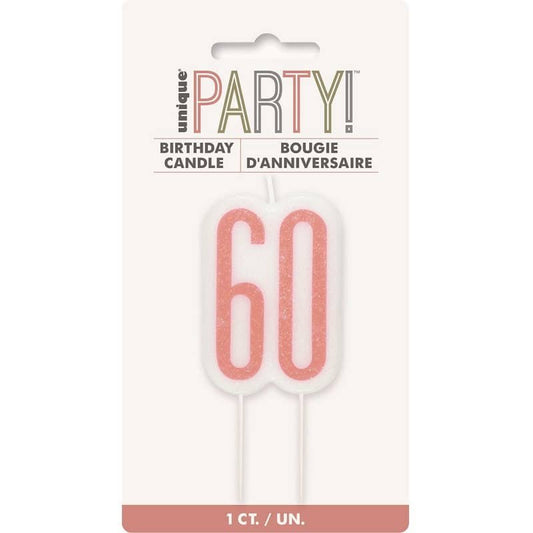 Candle "60" Rose Gold 60th Birthday Numeral Candle 84987 - NextParty