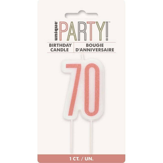 Candle "70" Rose Gold 70th Birthday Numeral Candle 84989 - NextParty