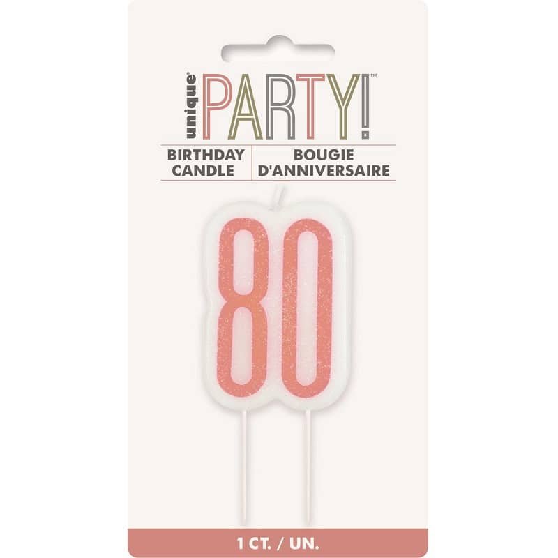 Candle "80" Rose Gold 80th Birthday Numeral Candle 84990 - NextParty