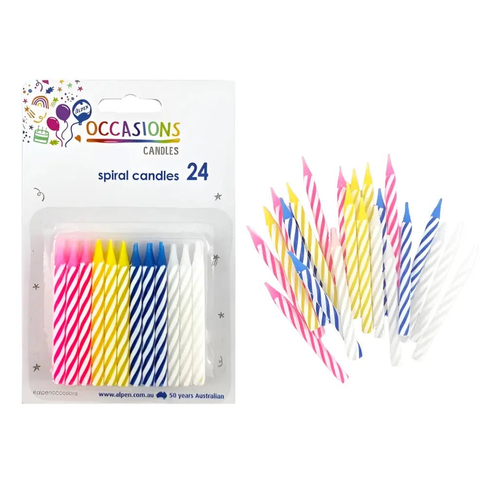 Candy Spiral Birthday Candles 24pk Assorted Colours - NextParty