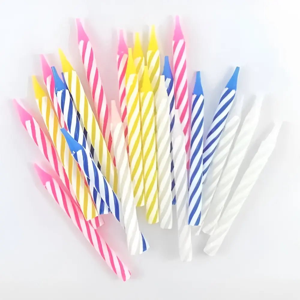 Candy Spiral Birthday Candles 24pk Assorted Colours - NextParty