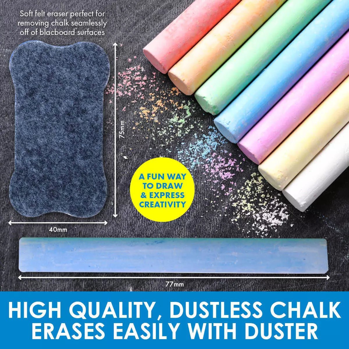 Chalk Set with Duster (24 Chalks & 1 Duster) - NextParty