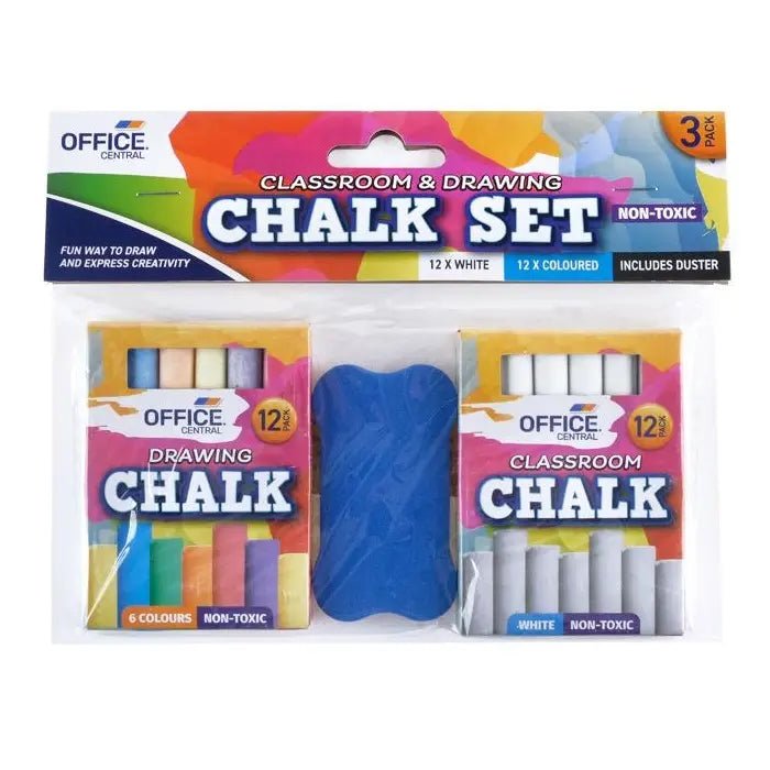 Chalk Set with Duster (24 Chalks & 1 Duster) - NextParty