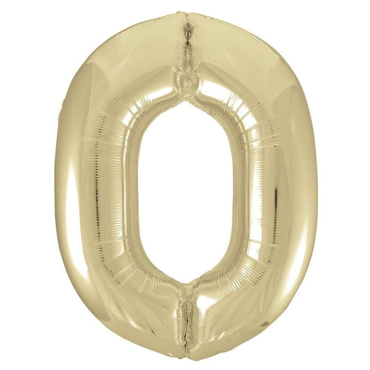 Champagne Gold Number "0" Giant Numeral Foil Balloon 86CM (34") - NextParty