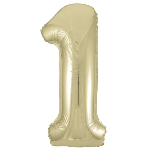 Champagne Gold Number "1" Giant Numeral Foil Balloon 86CM (34") - NextParty