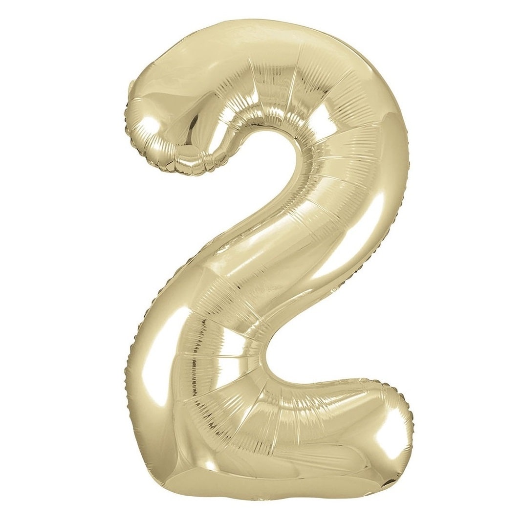 Champagne Gold Number "2" Giant Numeral Foil Balloon 86CM (34") - NextParty