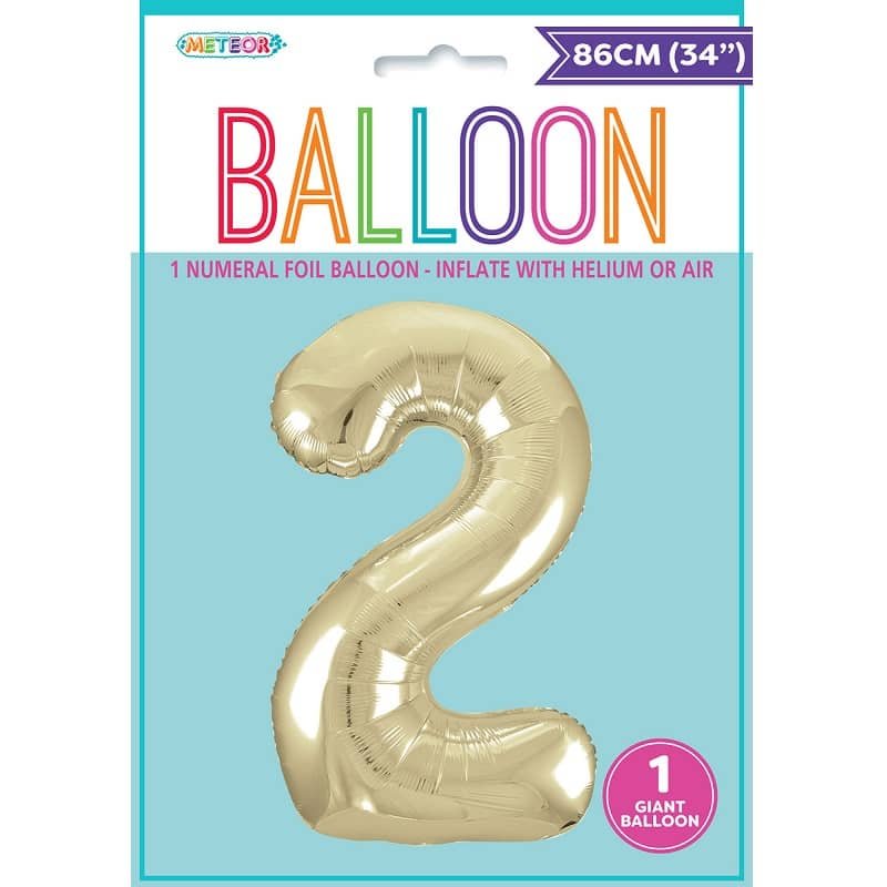 Champagne Gold Number "2" Giant Numeral Foil Balloon 86CM (34") - NextParty