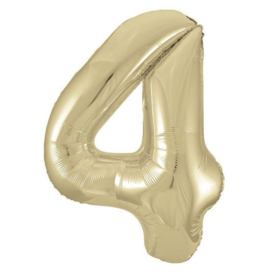 Champagne Gold Number "4" Giant Numeral Foil Balloon 86CM (34") - NextParty