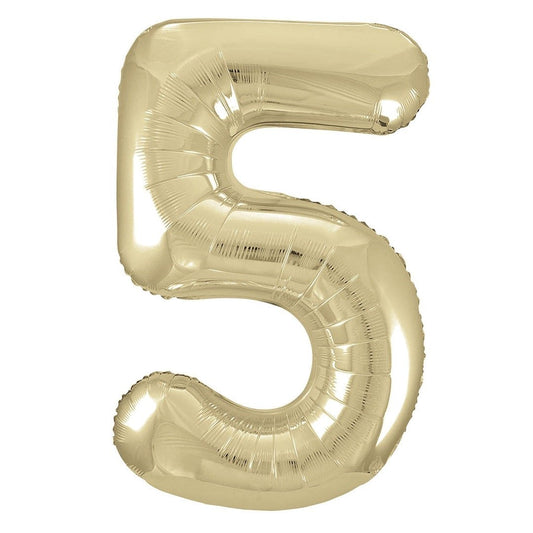 Champagne Gold Number "5" Giant Numeral Foil Balloon 86CM (34") - NextParty