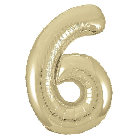 Champagne Gold Number "6" Giant Numeral Foil Balloon 86CM (34") - NextParty