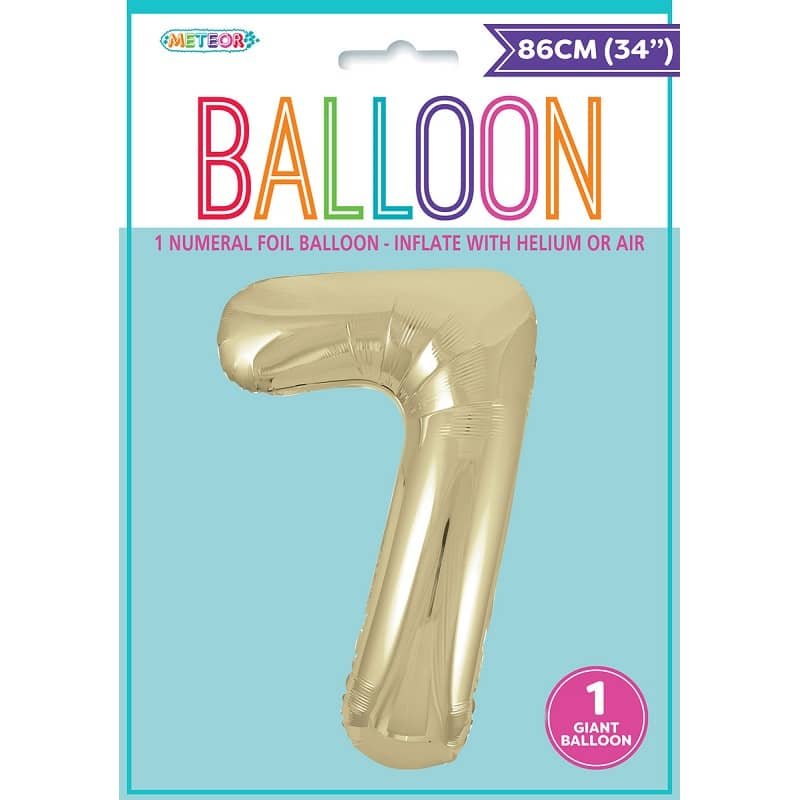 Champagne Gold Number "7" Giant Numeral Foil Balloon 86CM (34") - NextParty