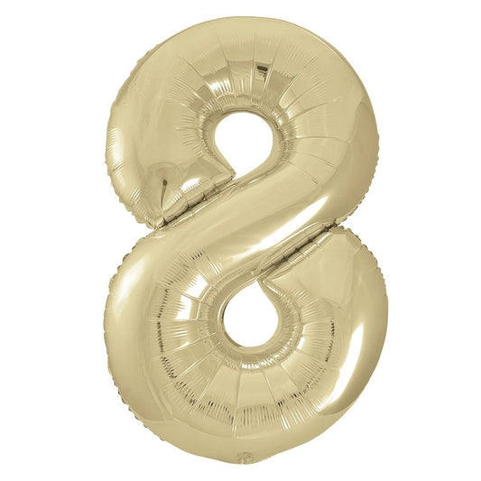 Champagne Gold Number "8" Giant Numeral Foil Balloon 86CM (34") - NextParty