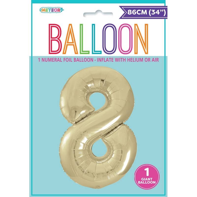 Champagne Gold Number "8" Giant Numeral Foil Balloon 86CM (34") - NextParty