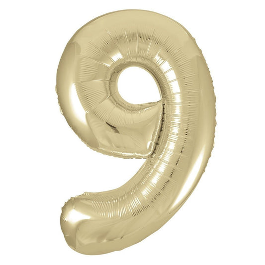 Champagne Gold Number "9" Giant Numeral Foil Balloon 86CM (34") - NextParty