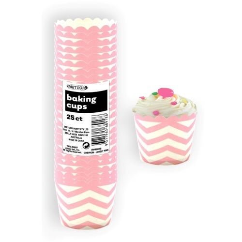 Chevron Lovely Pink Paper Baking Cups 25pk - NextParty