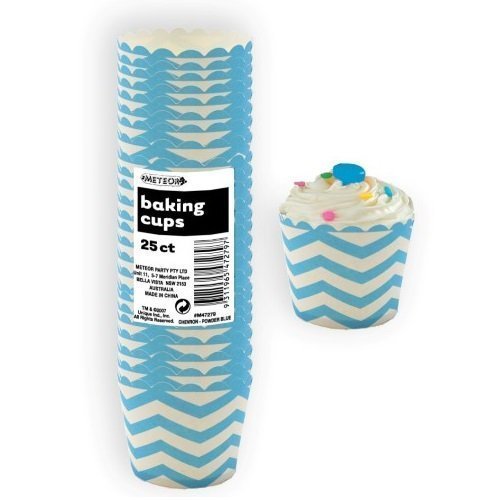 Chevron Powder Blue Paper Baking Cups 25pk - NextParty