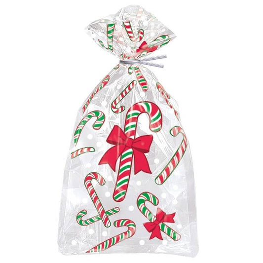 Christmas Candy Cane Cello Bags 20pk - NextParty