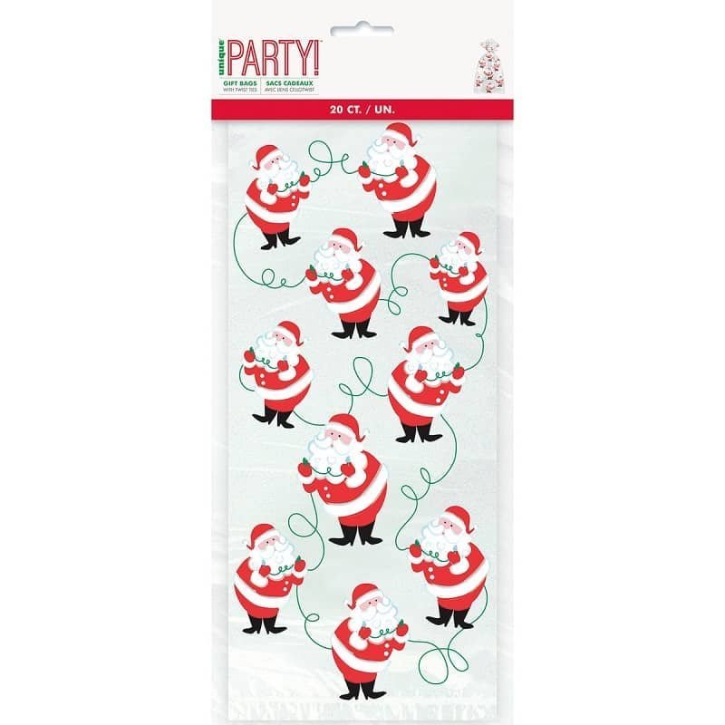 Christmas Santa Cello Bags 20pk - NextParty