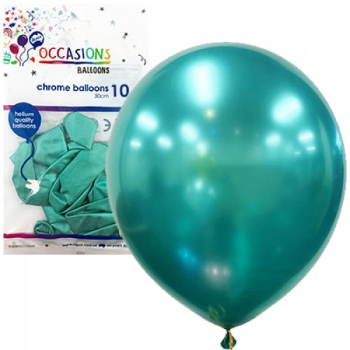 Chrome Green Latex Balloons 30cm (12") 10pk - NextParty