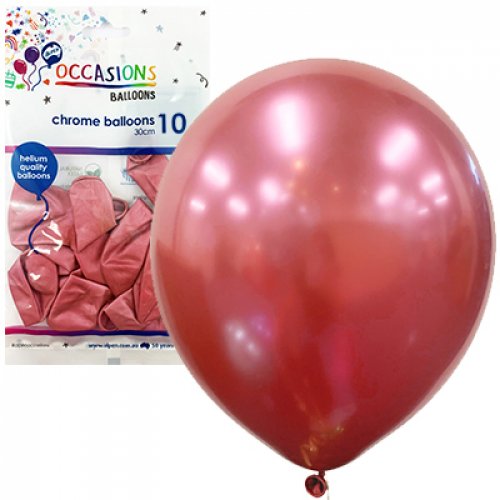 Chrome Pink Latex Balloons 30cm (12") 10pk - NextParty