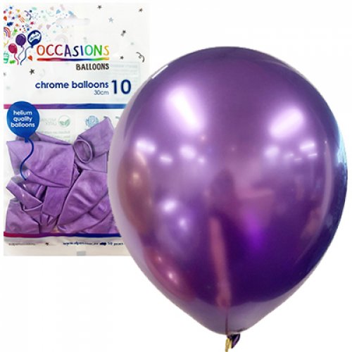 Chrome Purple Latex Balloons 30cm (12") 10pk - NextParty