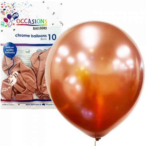 Chrome Rose Gold Latex Balloons 30cm (12") 10pk - NextParty