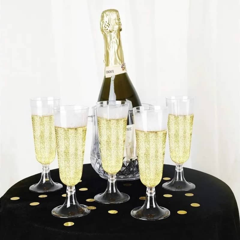 Clear Plastic Champagne Glasses 150ml 15pk Drinkware - NextParty