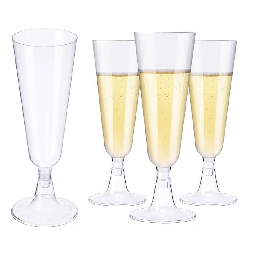 Clear Plastic Champagne Glasses 150ml 15pk Drinkware - NextParty