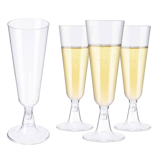 Clear Plastic Champagne Glasses 150ml 4pk Drinkware - NextParty