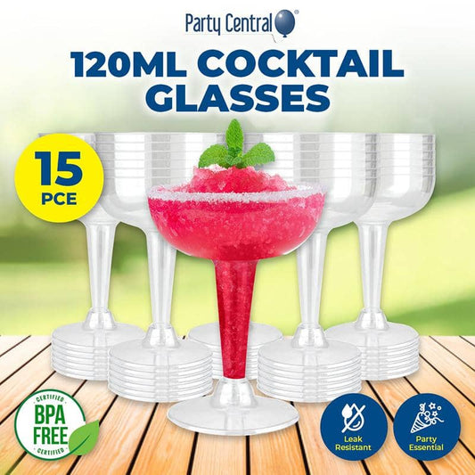 Clear Plastic Cocktail Glasses 120ml 15pk Drinkware - NextParty