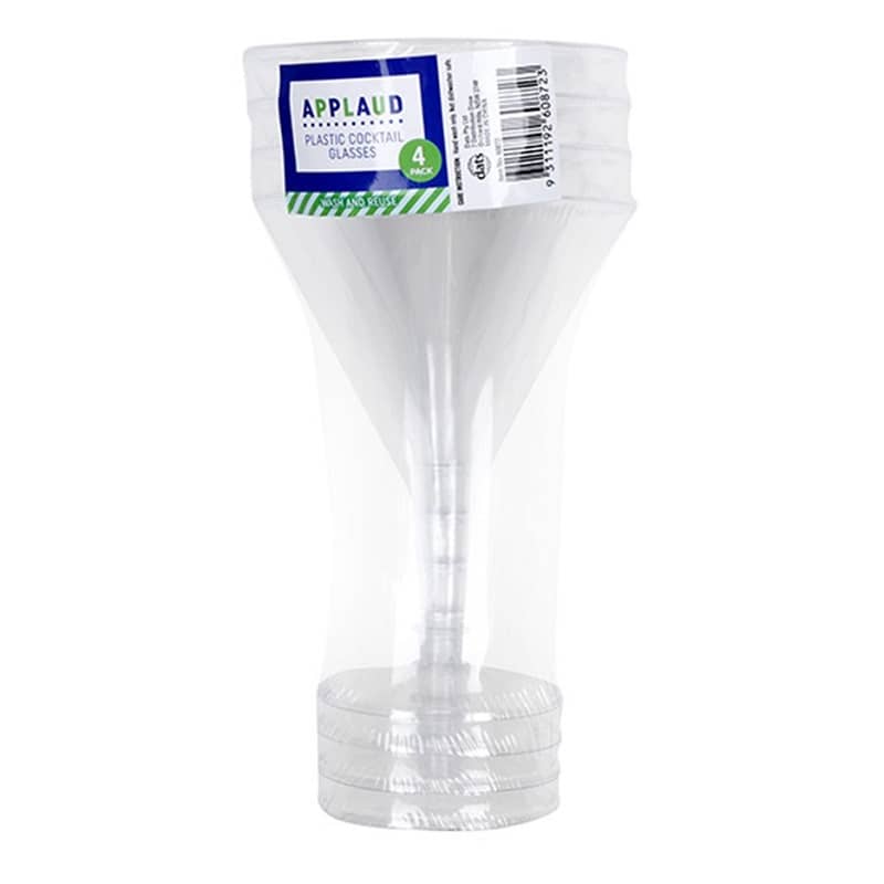 Clear Plastic Cocktail Glasses 200ml 4pk Drinkware - NextParty