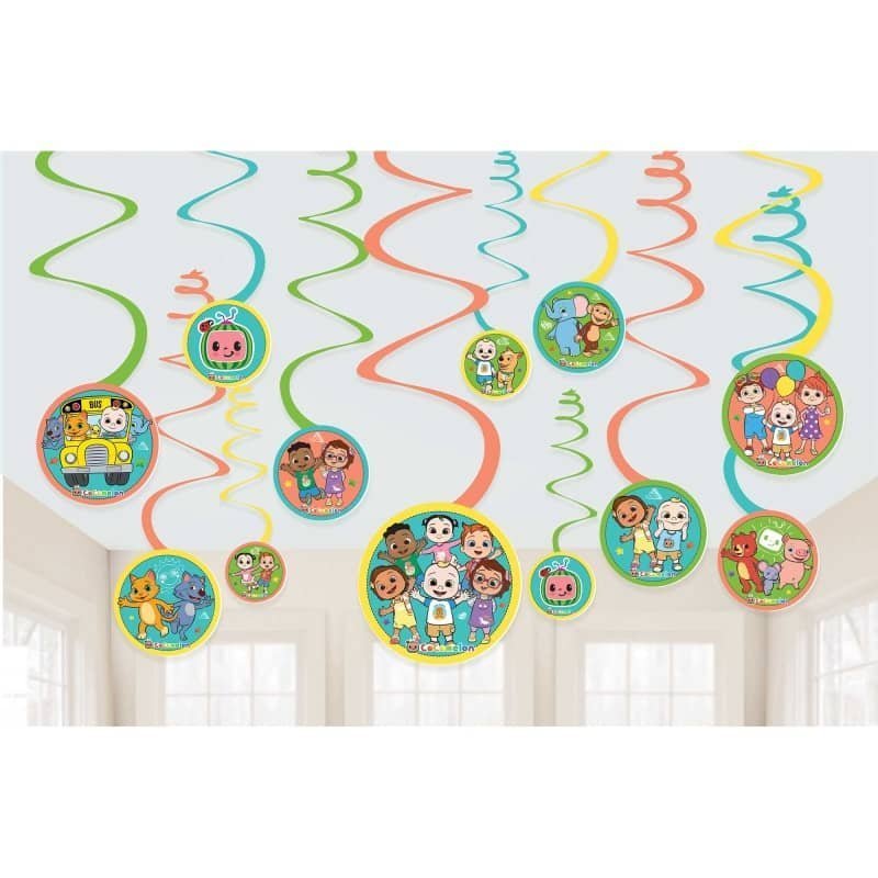 CoComelon Hanging Swirl Decorations 12pk - NextParty