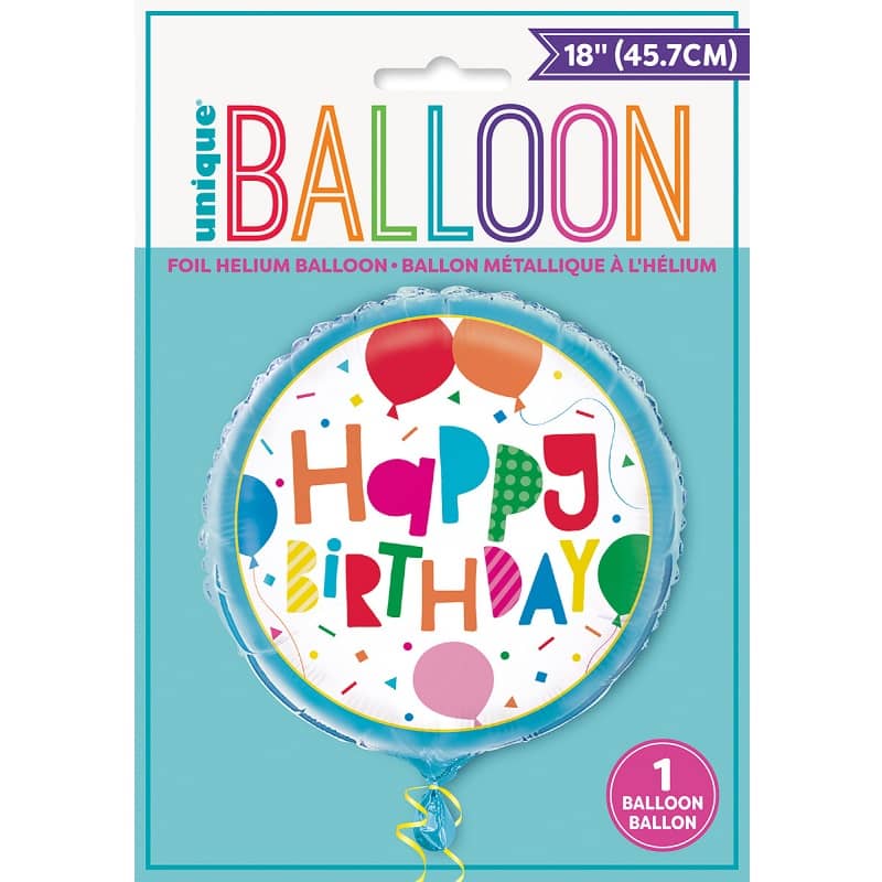 Colourful Happy Birthday Foil Balloon 45cm (18") - NextParty