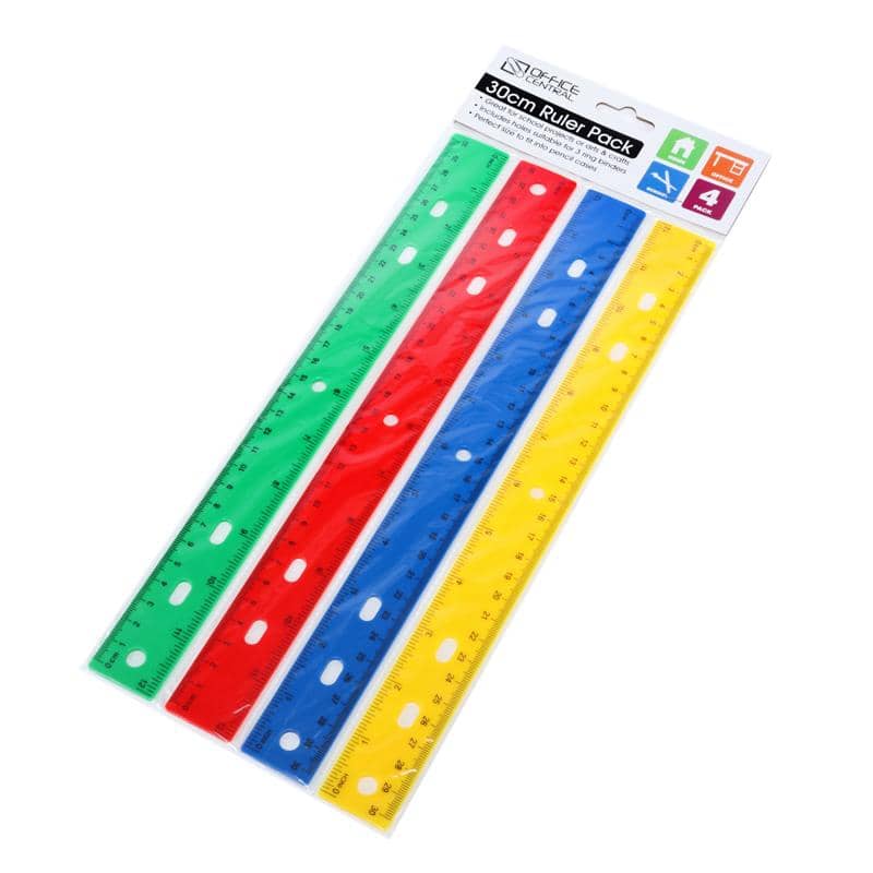 Colourful Rulers 30cm (12") 4pk Stationery - NextParty