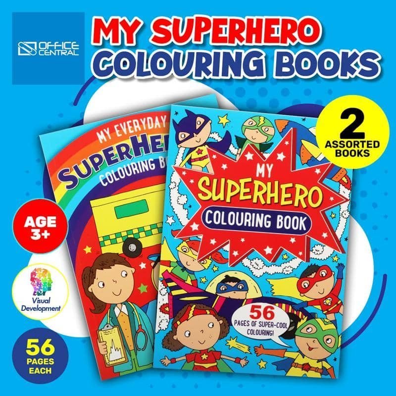 Colouring Books 2pk 56PG A4 Super Hero - NextParty