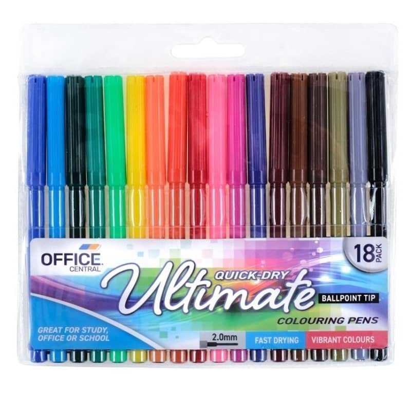 Colouring Pens Colour Markers 18pk Fine Tips - NextParty